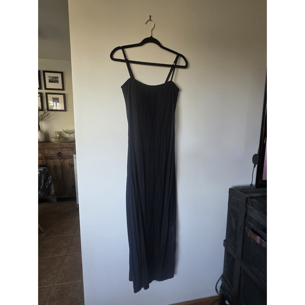 Klassy Network Black Bodycon Maxi Dress Built In Bra Slip Dress